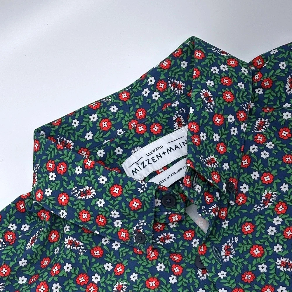 Mizzen+Main Leeward Mens XL Standard Fit Short Sleeve Floral Performance Shirt